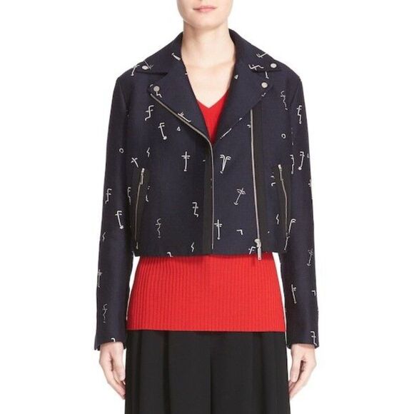 GREY JASON WU Embroidered Face Cropped Blazer Jacket NWT Sz4 - Picture 1 of 7